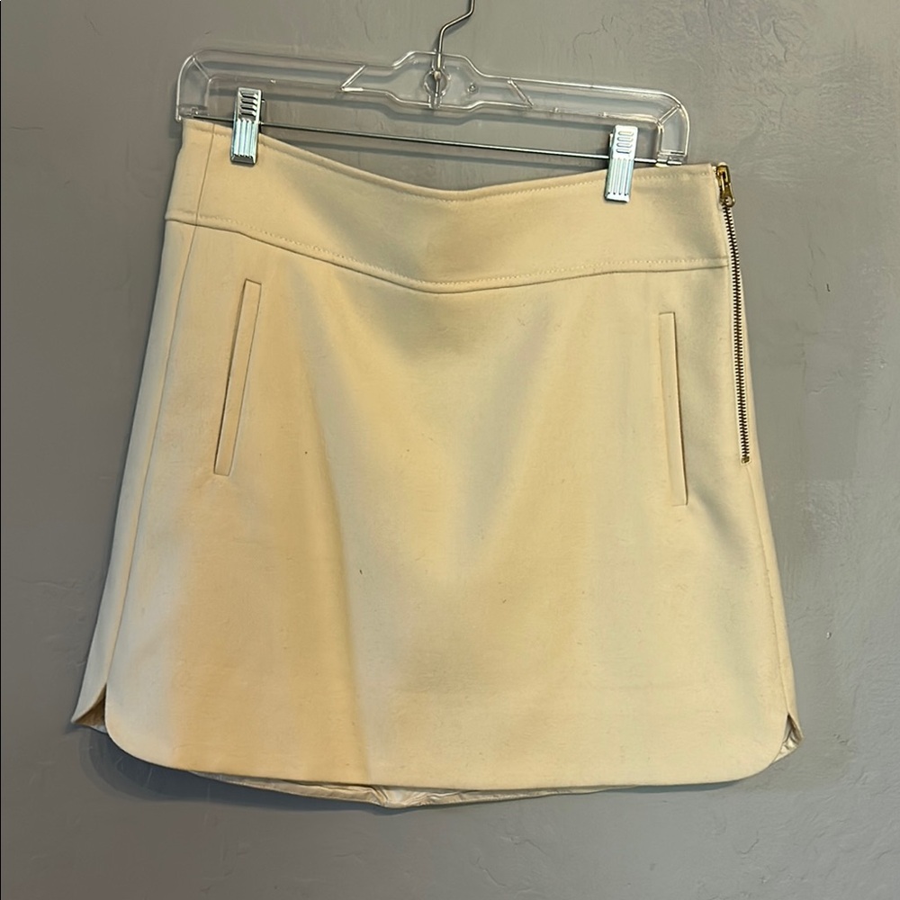 J. Crew Cream Asymmetrical Pencil Skirt Mini